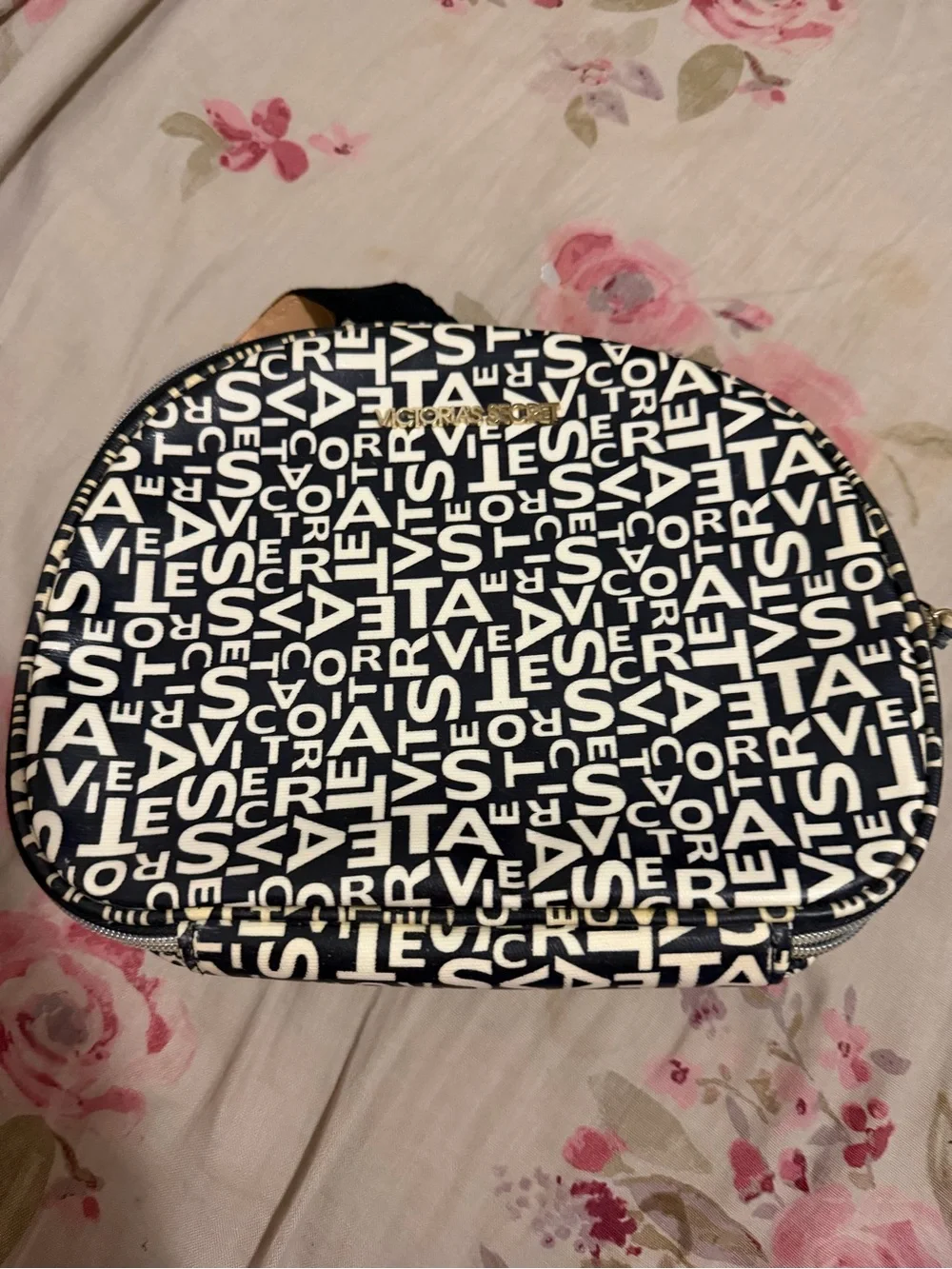 Victoria's Secret Navy and White Logo Cosmetic Case